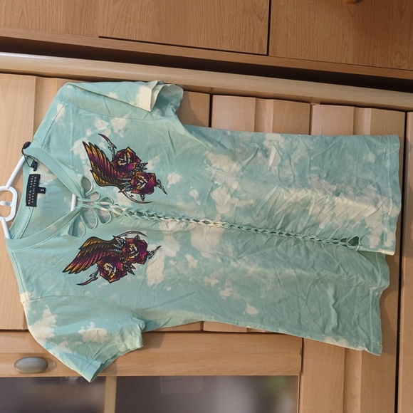 SALE Affliction blacklabel NWT fit a M,is a S beautiful wings heart rose dagger - Picture 1 of 6